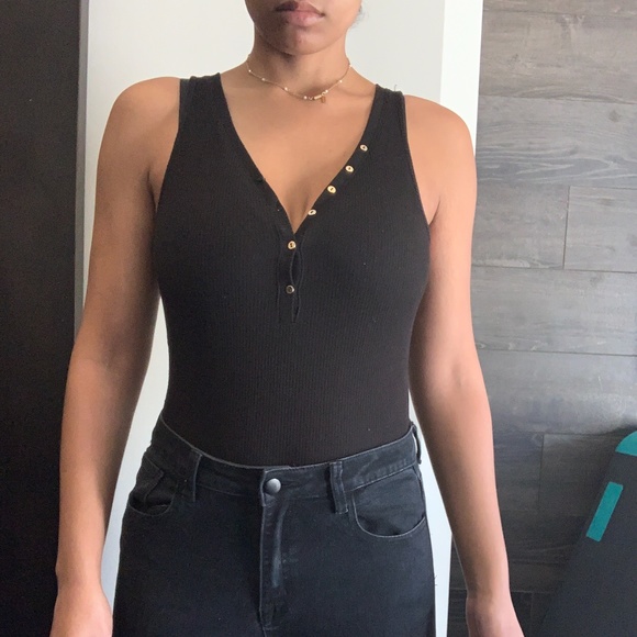 Dynamite Women's ribbed button up bodysuit